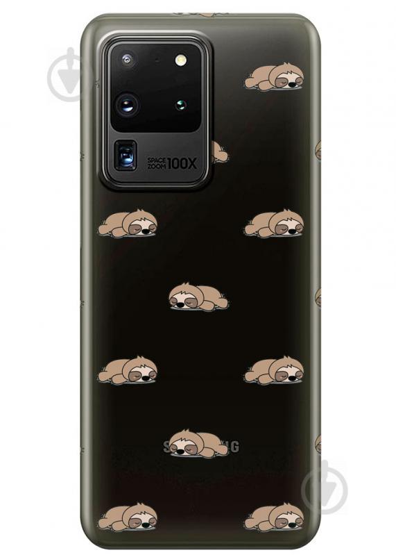 Прозрачный силиконовый чехол iSwag для Samsung Galaxy S20 Ultra Спящие ленивцы (M1197)