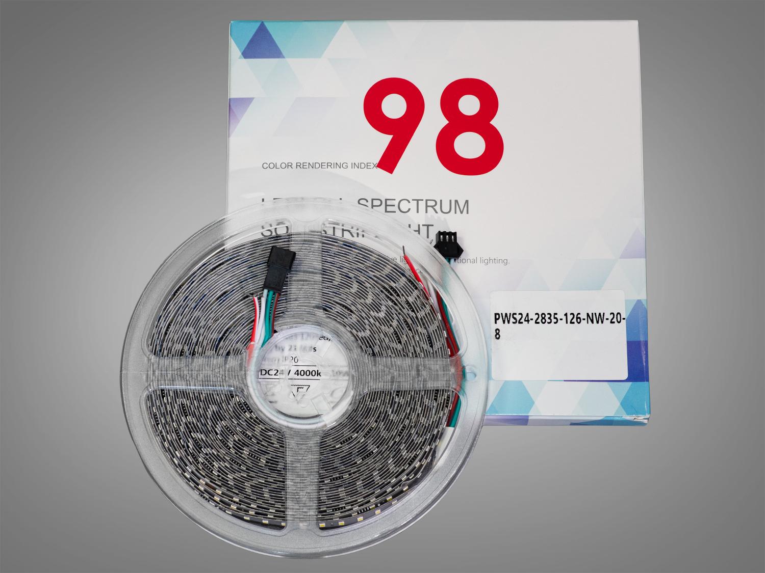 Світлодіодна стрічка адресна 24 В 126 діодів на метр 8 мм Нейтральний білий (PWS24-2835-126-NW-20-8) - фото 2 Світлодіодна стрічка адресна 24 В 126 діодів на метр 8 мм Нейтральний білий (PWS24-2835-126-NW-20-8) - фото 2