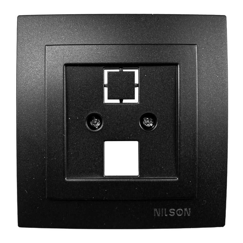 Розетка одинарная компьютерная без модуля Nilson Touran Черный матовый Розетка одинарная компьютерная без модуля Nilson Touran Черный матовый