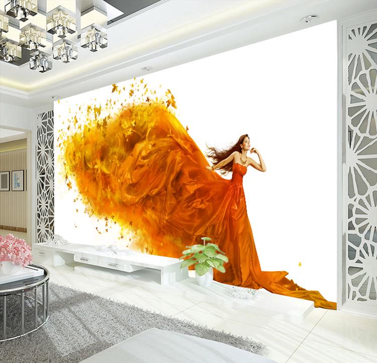 Фотообои флизелиновые красота и мода для спальни/зала/кухни моющиеся Золотое платье