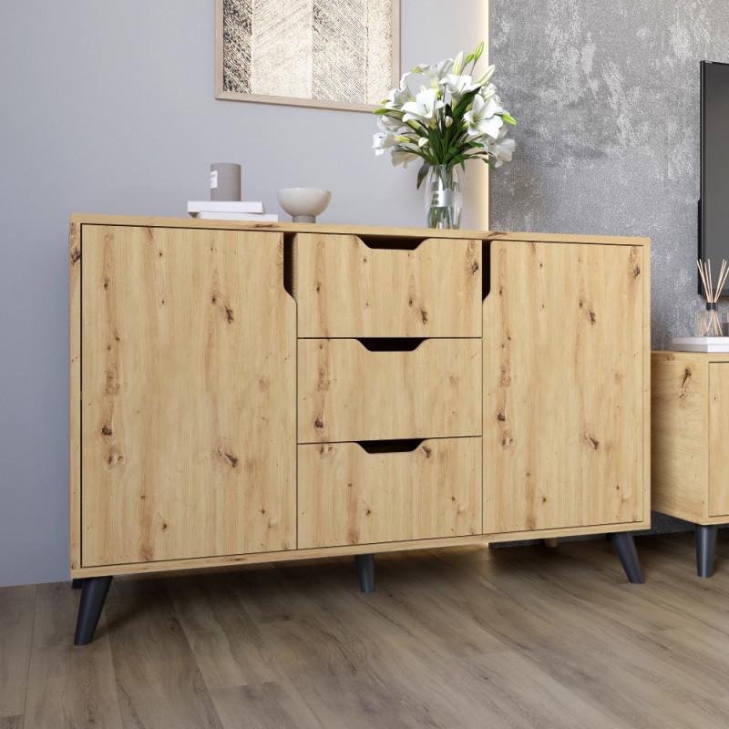 Комод для спальни с выдвижными ящиками Еверест 3Ш2Д Борн 1200 с черными ножками 120х40х75,9 см Дуб артизан (23877878)