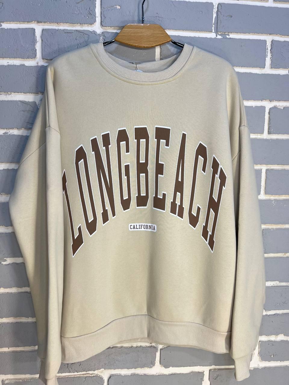 Свитшот женский QUZEN 488 long beach флис утепленный L Светло-бежевый (878) - фото 5