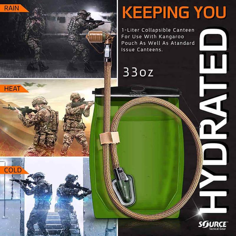 Питьевая система Source Kangaroo Collapsible Canteen 1 л Black (4301550101) - фото 7