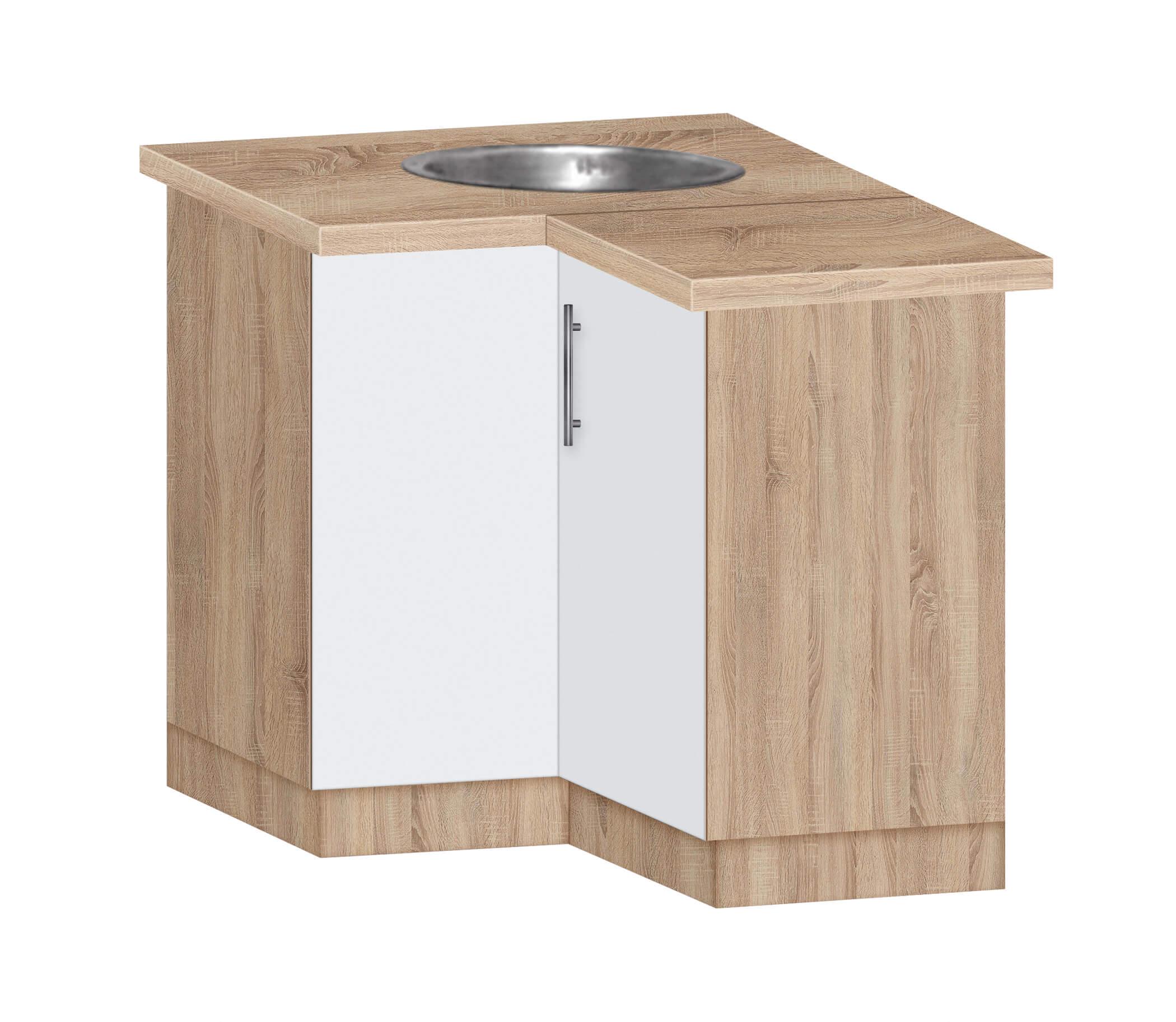 Тумба кутова кухонна МАКСІ-Меблі №2 з врізною мийкою зі стільницею 1-й кат складська програма (70154)