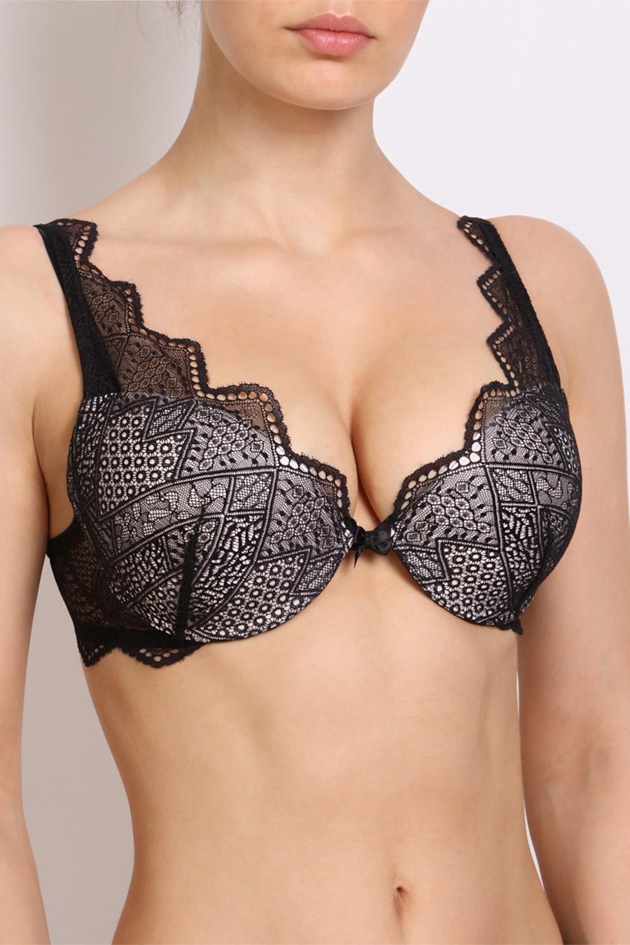 Бюстгальтер push-up Orhideja 80A Черный/Пион (67833)