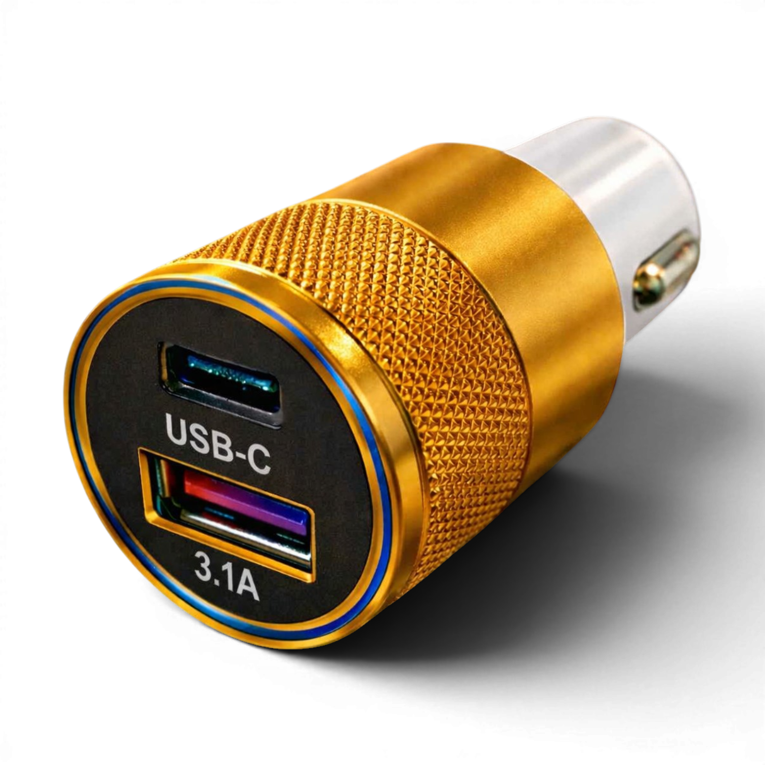 Зарядний пристрій для телефонів GDragon Tech USB/Type-C в прикурювач Золотистий (60_3_0_4)