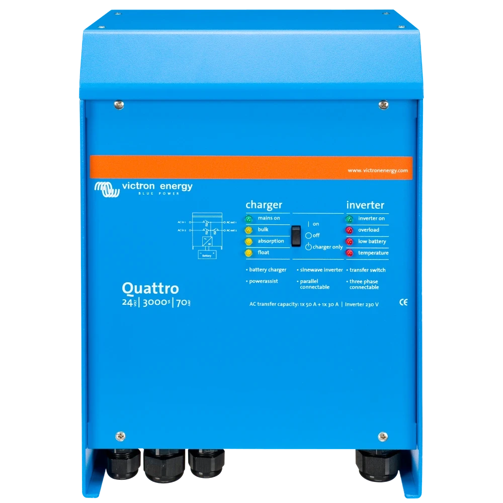 Інвертор VictronEnergy Quattro 24/3000/70-50/50 однофазний чиста синусоїда (2863456753) Інвертор VictronEnergy Quattro 24/3000/70-50/50 однофазний чиста синусоїда (2863456753)