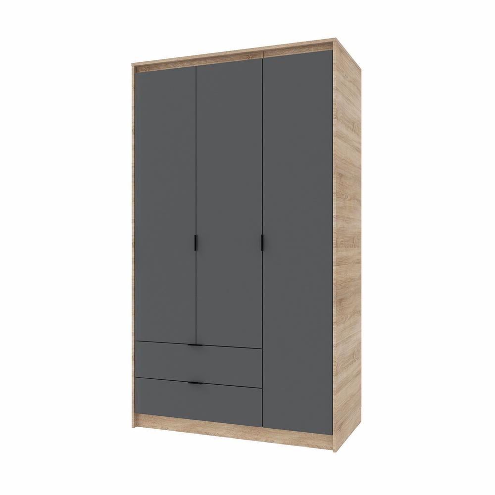 Шкаф распашной для одежды с выдвижными ящиками Эверест Сити-1200 120,2x50x204,6 см Дуб сонома/Графит (EVR-071125) - фото 6 Шкаф распашной для одежды с выдвижными ящиками Эверест Сити-1200 120,2x50x204,6 см Дуб сонома/Графит (EVR-071125) - фото 6