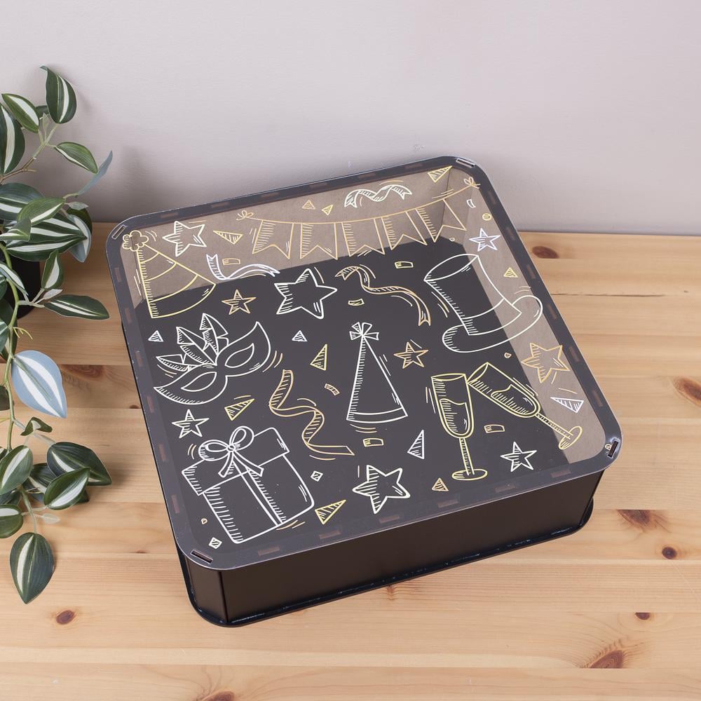 Коробка квадратная новогодняя Праздничная 32,5 см (1313-4)