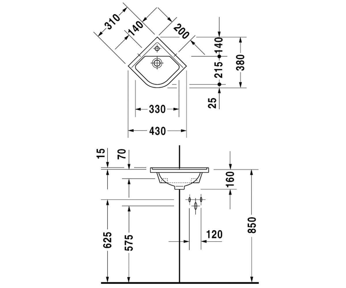 Умывальник врезной DURAVIT Starck 3 0752440000 430x380x160 мм Белый (130512) - фото 2 Умывальник врезной DURAVIT Starck 3 0752440000 430x380x160 мм Белый (130512) - фото 2