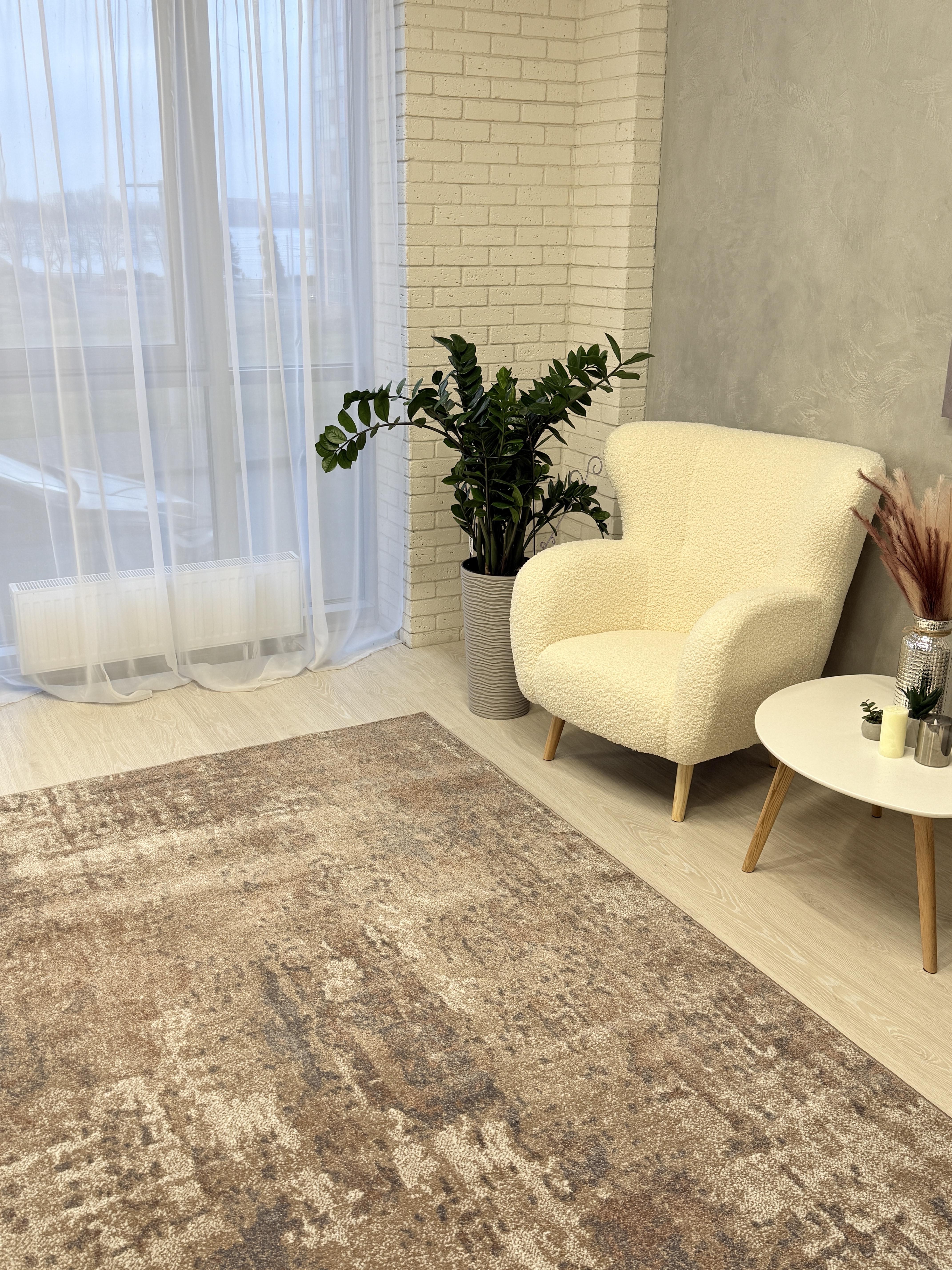 Ковер Mira с низким ворсом 200x400 см Бежевый с серым (24136/121B8) - фото 8