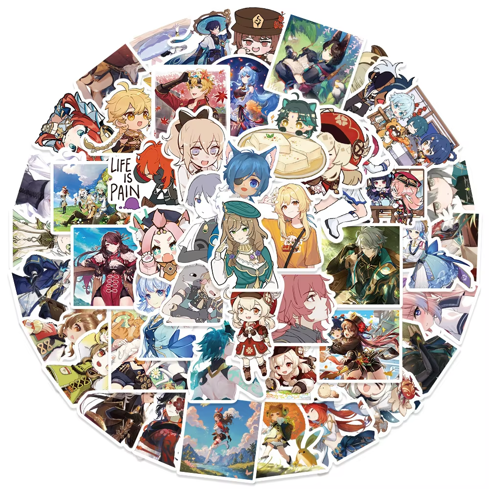 Набор наклеек Геншин Импакт Genshin Impact для гаджета/телефона/авто 50 шт. (10037)