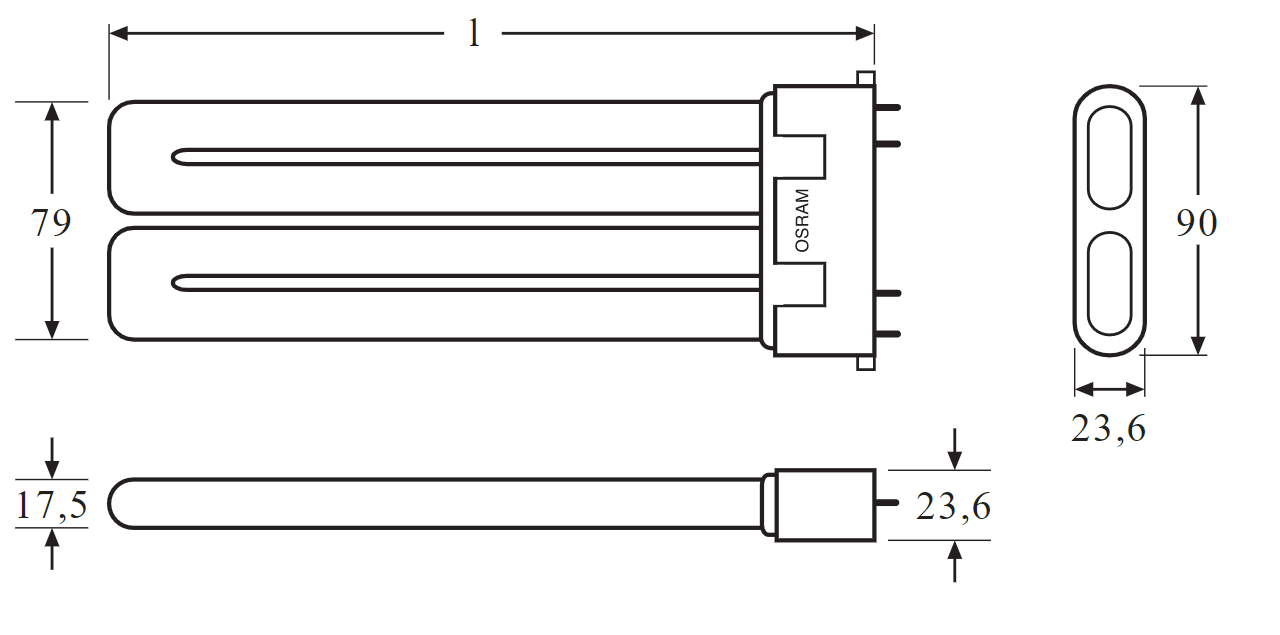 Лампа люминесцентная OSRAM DULUX F компактная 36W 106V 2800lm 3000K 2G10 221x16,2 мм U-образная (4050300299051) - фото 2