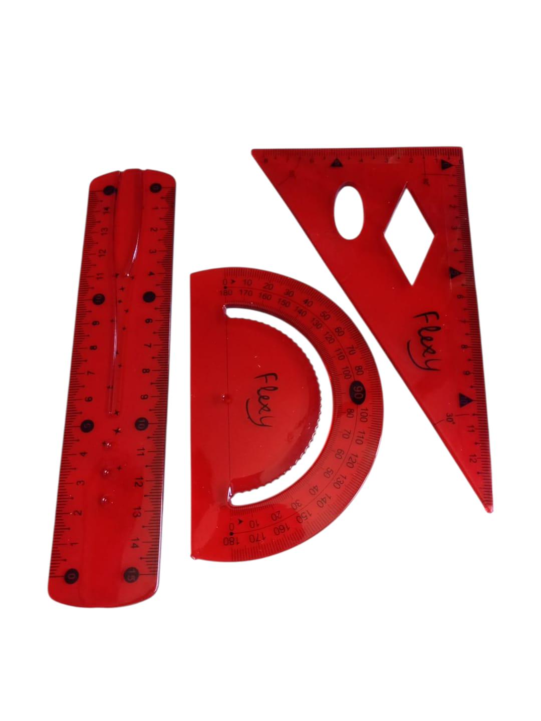 Набір гнучких лінійок Flex косинець/транспортир/лінійка 15 см Червоний (28926194) Набір гнучких лінійок Flex косинець/транспортир/лінійка 15 см Червоний (28926194)