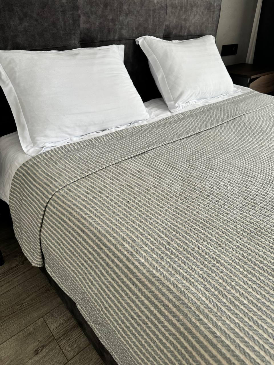 Плед хлопковый Косичка комбинированная 240x230 см Светло-серый (11812-F9-240x230cm) - фото 9