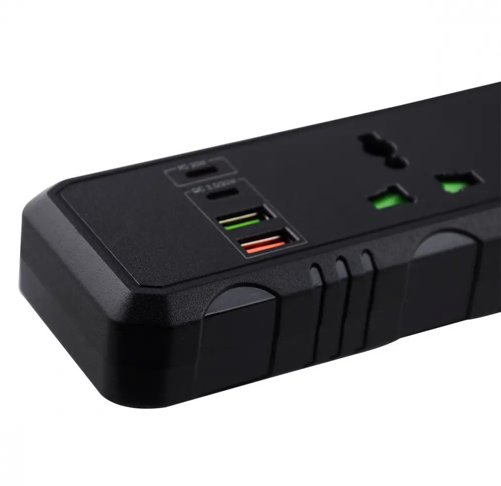 Подовжувач T25-QC 3 розетки/2 USB/2 Type-C захист від перегріву 2 м 3000 Вт Чорний (36879) - фото 3