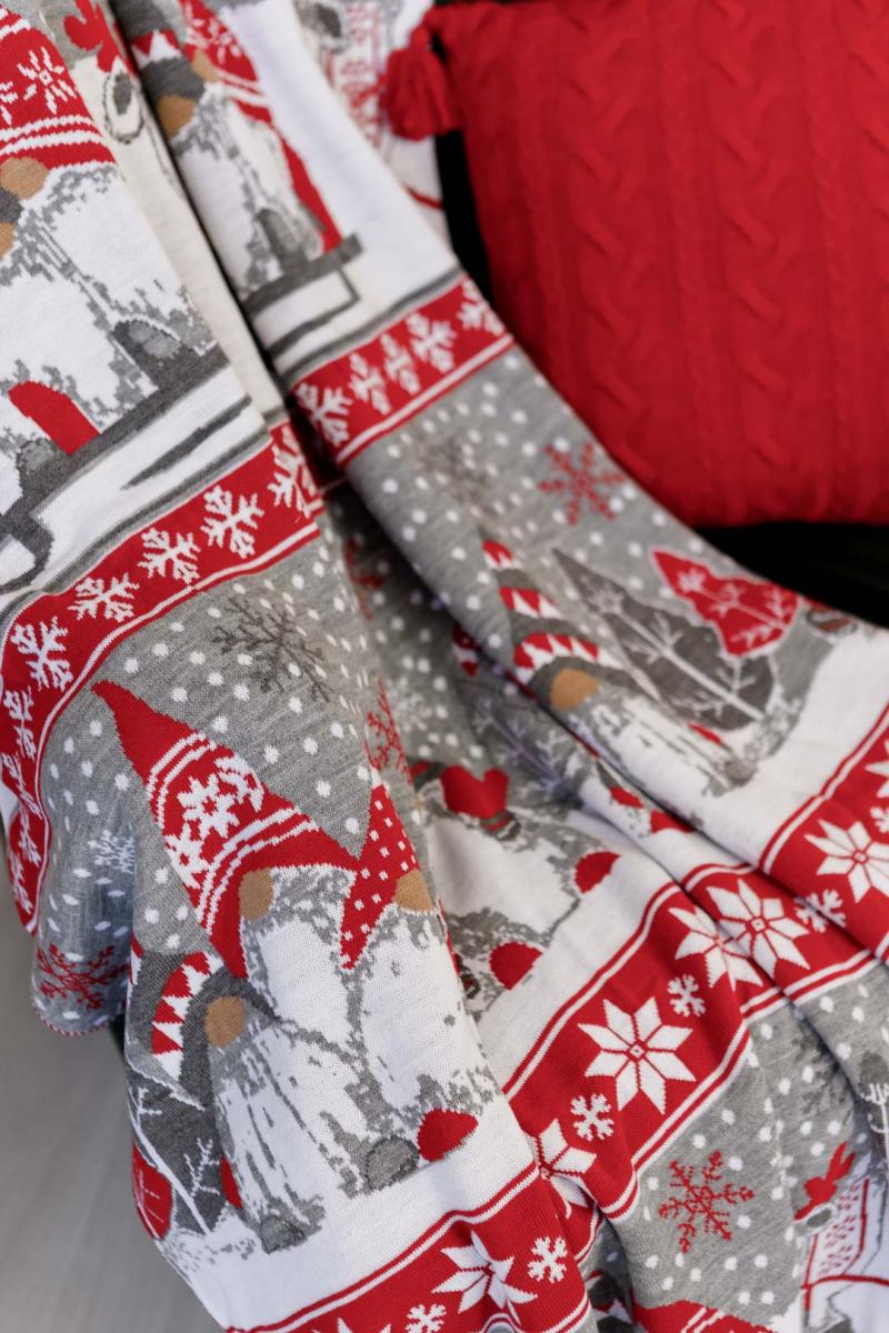 Плед вязаный Веселые гномы 90х130 см серый (037813) - фото 3 Плед вязаный Веселые гномы 90х130 см серый (037813) - фото 3