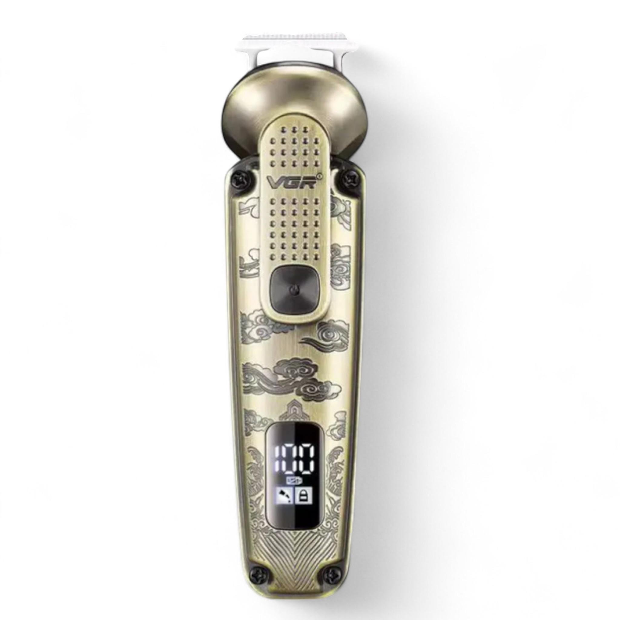 Набір для стрижки VGR V-103 8в1 Transparent clipper IPX6 19 насадок LED display Gold (M_V-103Gold)