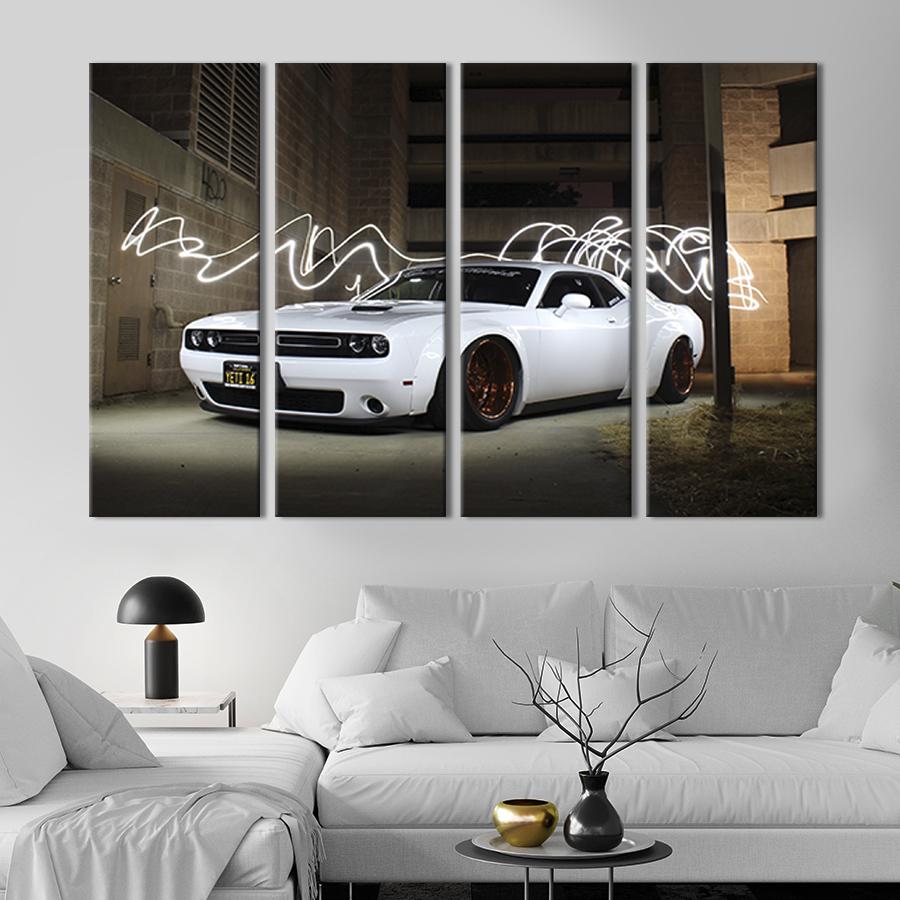 Картина модульная из 4 частей Быстрый Dodge Challenger M 89x53 см (89-41)