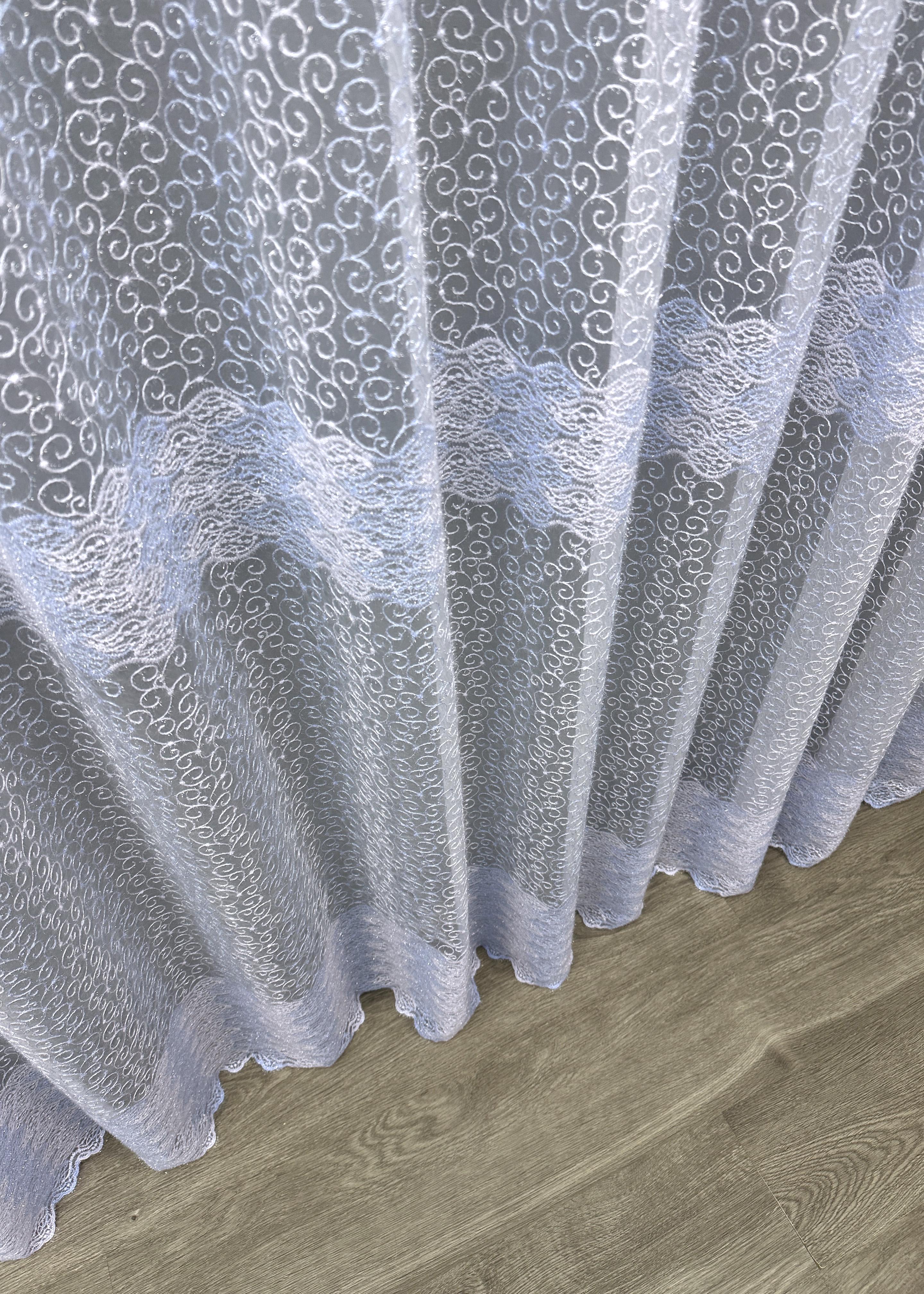 Тюль VR-Textil 1686т Органза з вишивкою та люрексом 300х270 см Блакитний/Білий (42-0725) - фото 9 Тюль VR-Textil 1686т Органза з вишивкою та люрексом 300х270 см Блакитний/Білий (42-0725) - фото 9