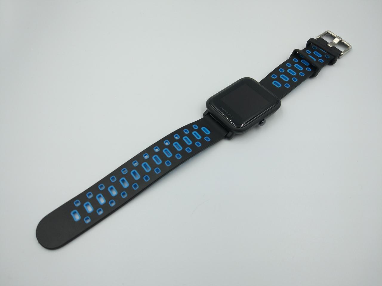 Ремешок для смарт-часов MiJobs Sport силиконовый 20 мм Черный/Голубой (1626P) - фото 8 Ремешок для смарт-часов MiJobs Sport силиконовый 20 мм Черный/Голубой (1626P) - фото 8