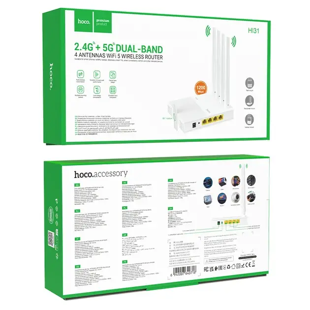 Роутер Hoco HI31 WiFi5 Wireless Router EU - фото 3