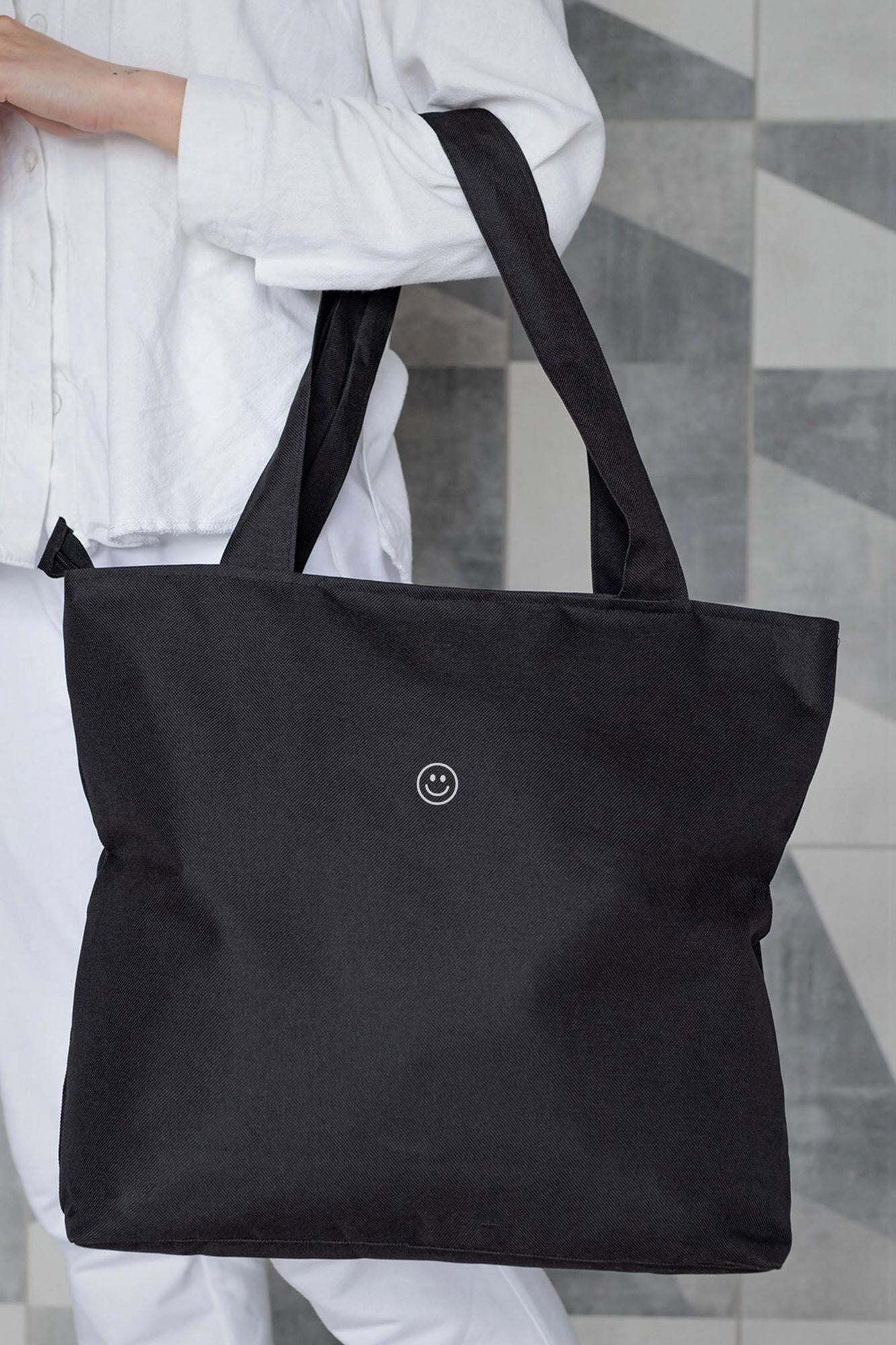 Шопер жіночий тканинний еко з принтом Smile Black (8055465)