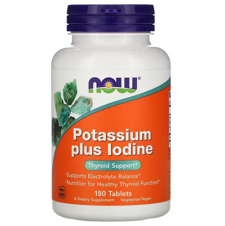Натуральная добавка Now Foods Potassium plus Iodine 180 таблеток