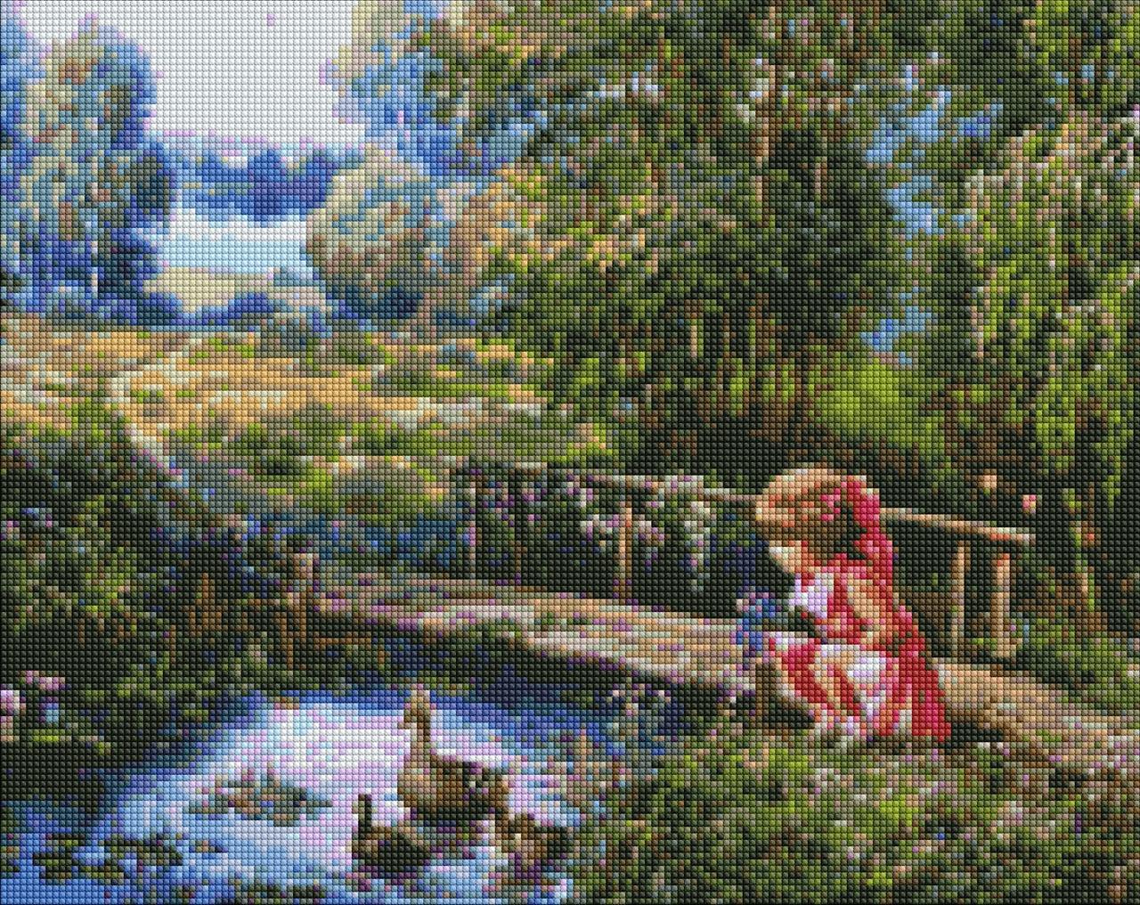 Мозаика алмазная/вышивка Девочка возле ручья 40x50 см (AMO7337)