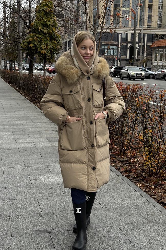 Куртка Lipar 0563 пухова тепла р. 44 Бежевий (16887333) - фото 3 Куртка Lipar 0563 пухова тепла р. 44 Бежевий (16887333) - фото 3