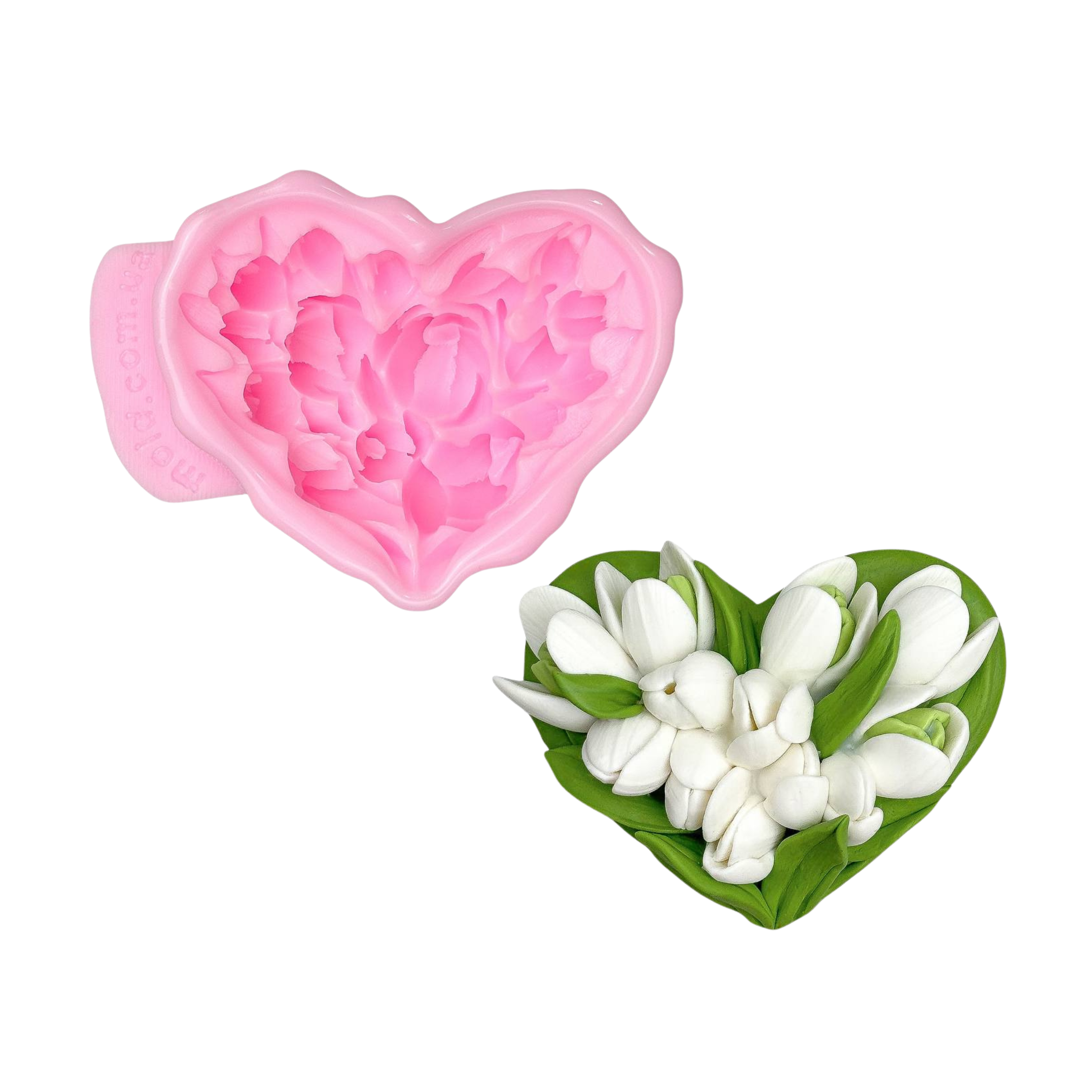 Молд силиконовый Сердце из подснежников (12748)