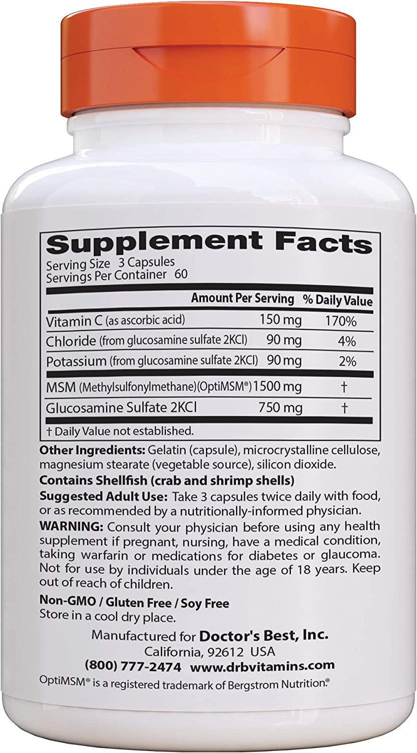 Хондропротектор Synergistic Glucosamine MSM with Opti MSM для суглобів та зв'язок 180 caps - фото 2