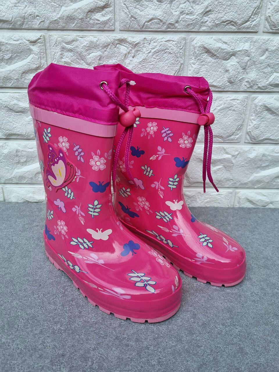 Резиновые сапоги для девочки Kimboo 716 с бабочкой р. 32 20,5 см Розовый (716)