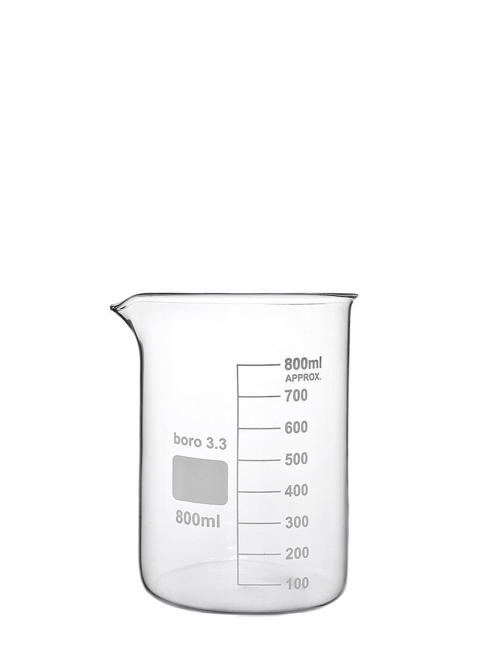 Стакан хімічний Boro 3.3 низький з мітками та носиком 800 мл (1016488588)