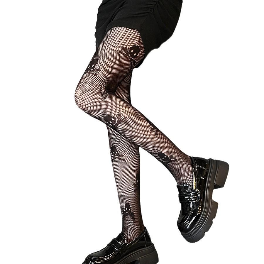 Колготы с черепами в сетку One Size Черный (38912) - фото 7