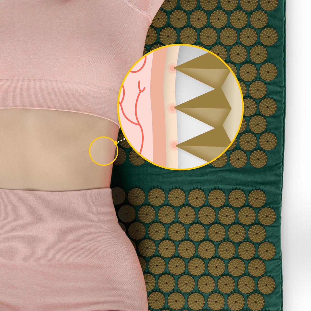 Коврик акупунктурный с валиком 4fizjo Classic Mat XL Аппликатор Кузнецова Navy Green/Gold (P-5907739313317) - фото 2 Коврик акупунктурный с валиком 4fizjo Classic Mat XL Аппликатор Кузнецова Navy Green/Gold (P-5907739313317) - фото 2