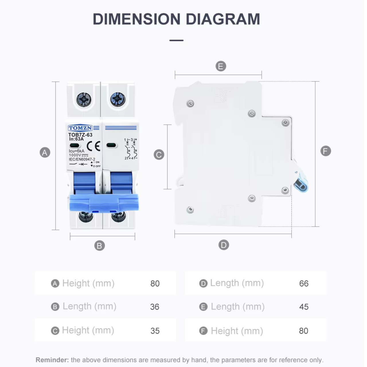 Автоматический выключатель постоянного тока 20 А двухполюсный TOMZN TOB1Z-63 20A 2P DC MCB 1000 V (2830077498) - фото 11 Автоматический выключатель постоянного тока 20 А двухполюсный TOMZN TOB1Z-63 20A 2P DC MCB 1000 V (2830077498) - фото 11