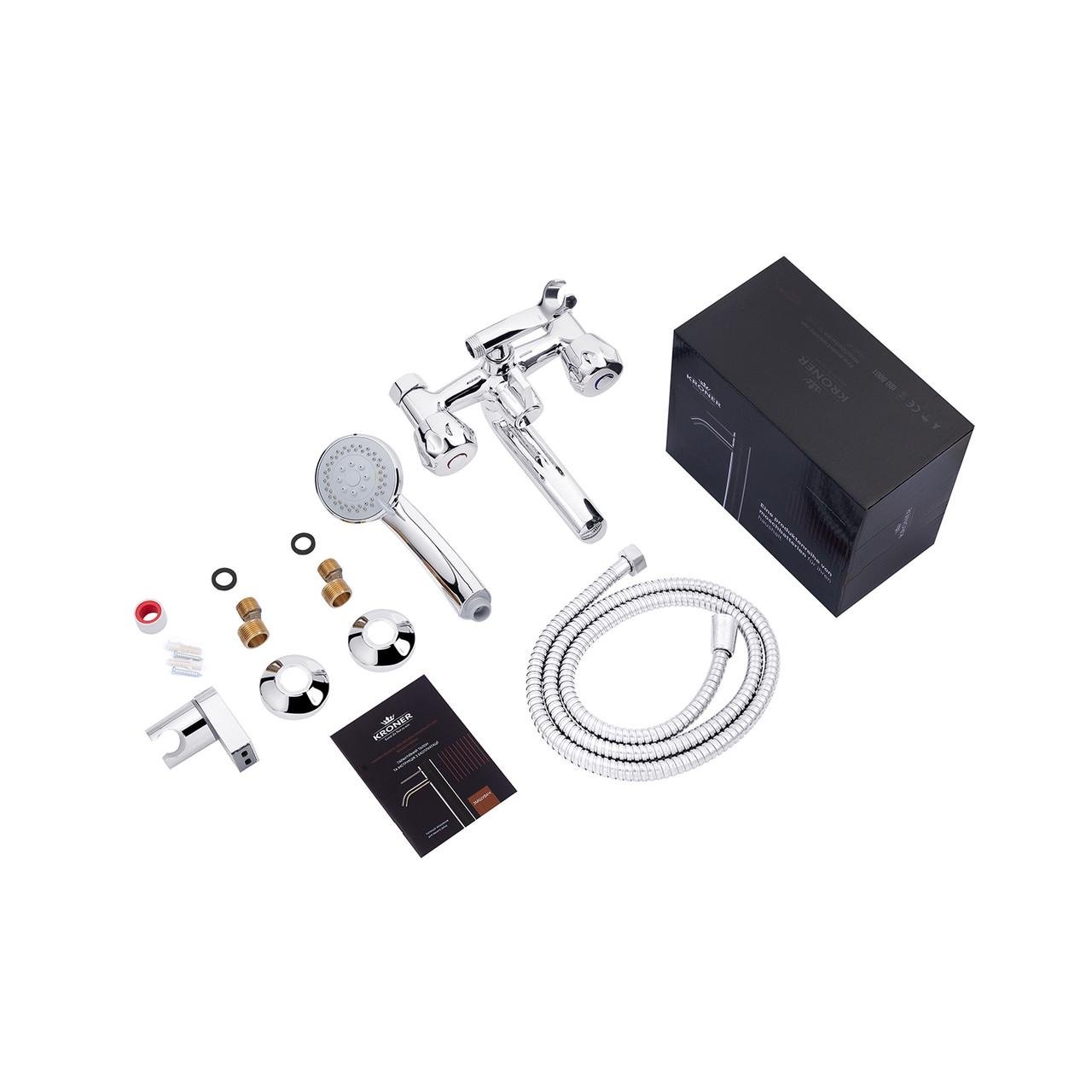 Змішувач для ванни Kroner KRP Hamburg C060 з душовим гарнітуром Хром (CV014913) - фото 7 Змішувач для ванни Kroner KRP Hamburg C060 з душовим гарнітуром Хром (CV014913) - фото 7