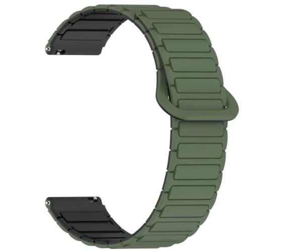 Ремешок Silicone Magnetic для смарт-часов Samsung Galaxy Watch FE 40 мм Watch 7/6/5 20 мм Зеленый