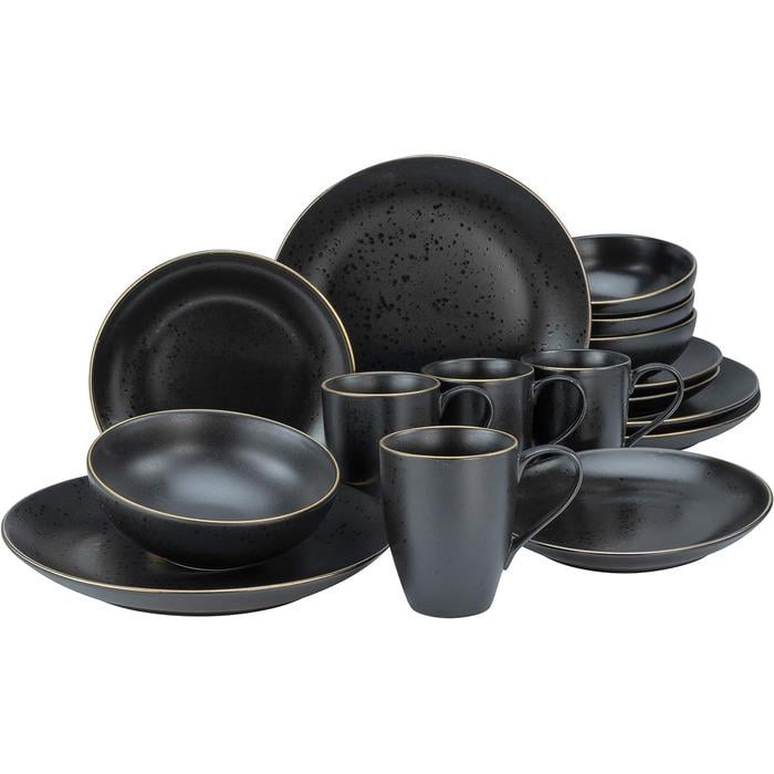 Столовий сервіз Creatable Industrial Gold Black на 4 персони 16 пр. Чорний (33494251)
