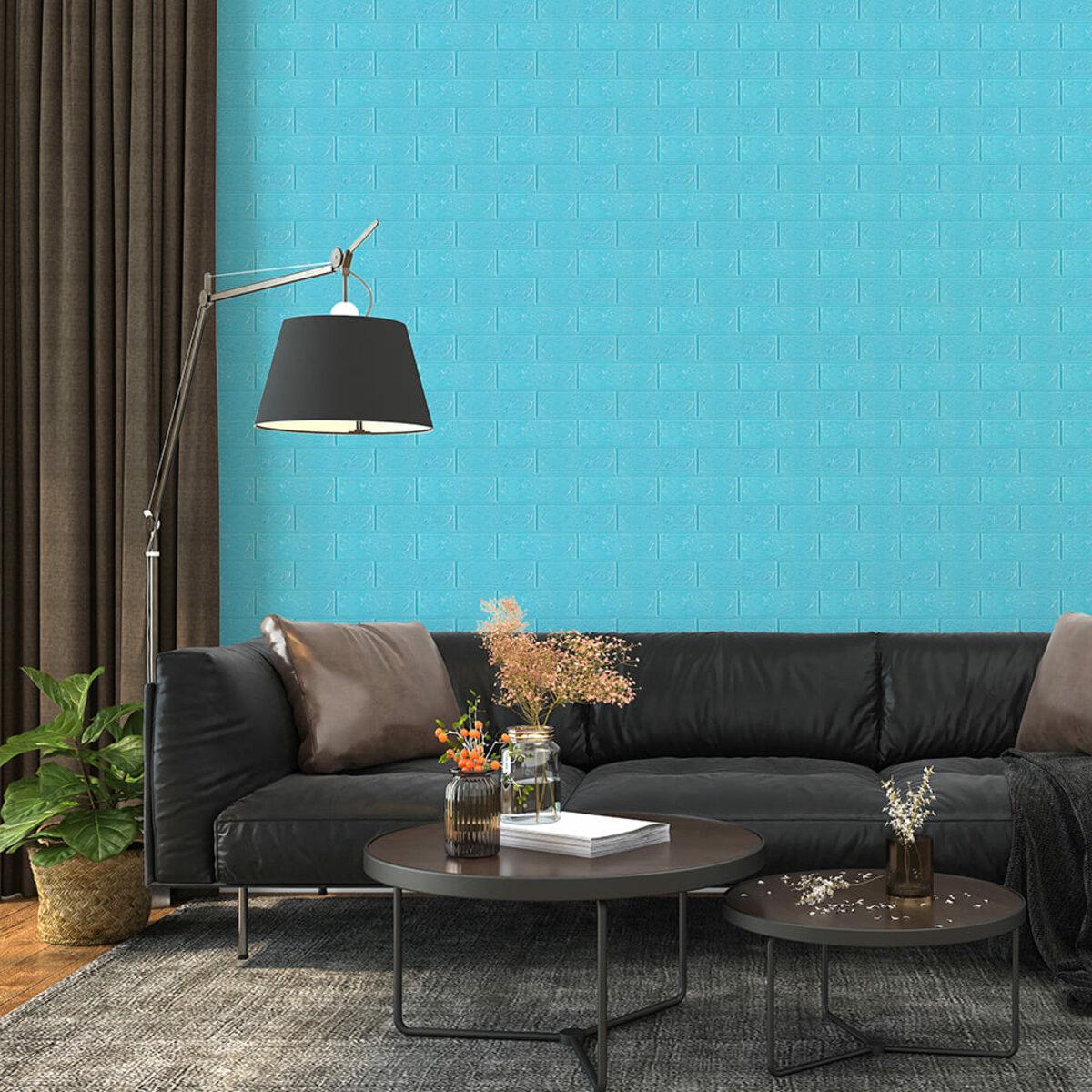 3D-панель самоклеящаяся под кирпич 77x70 см x 3 мм Голубой - фото 5