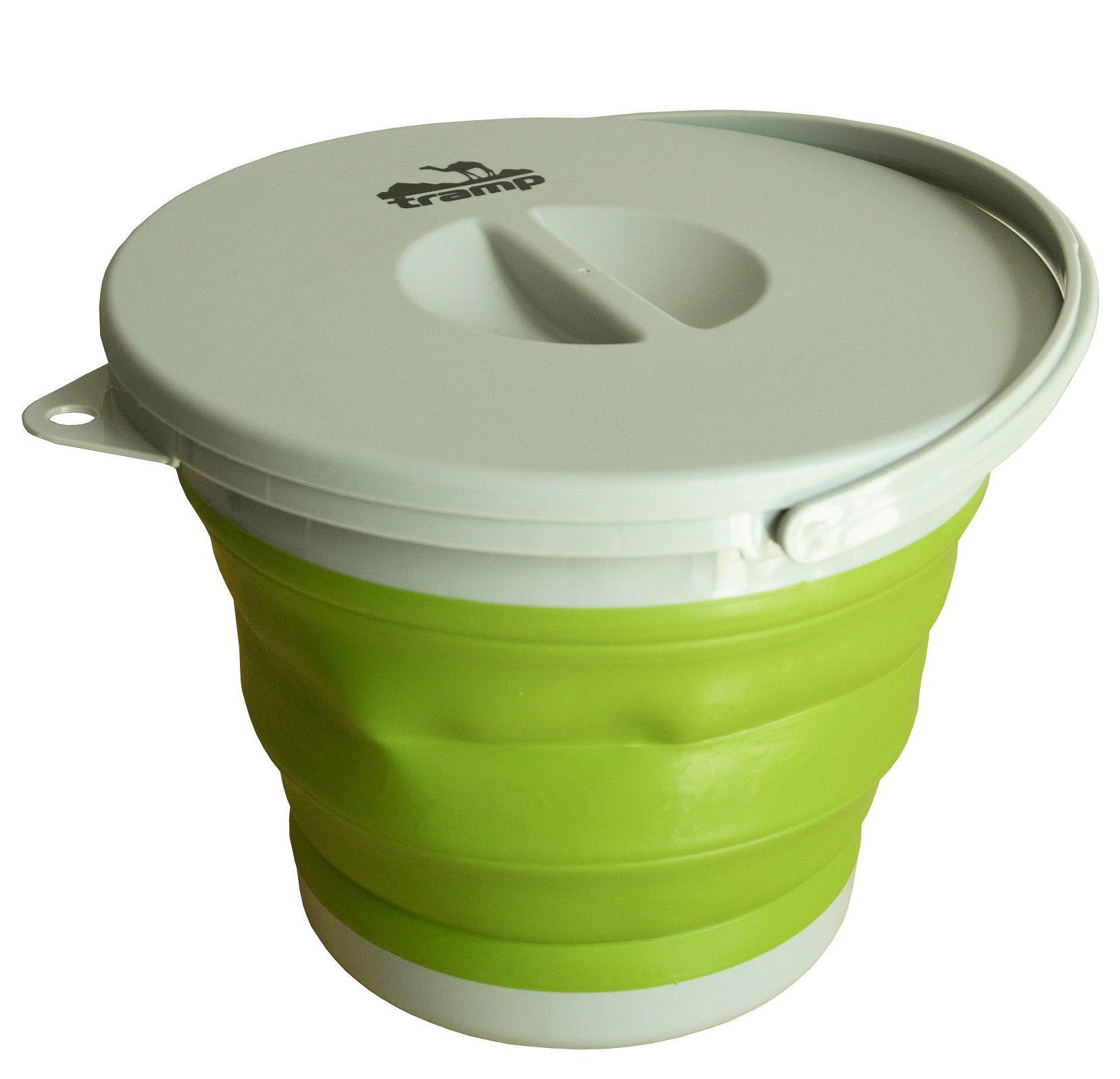 Ведро Tramp складное силиконовое с кришкой 5л Зеленый (1042-TRC-127-olive)
