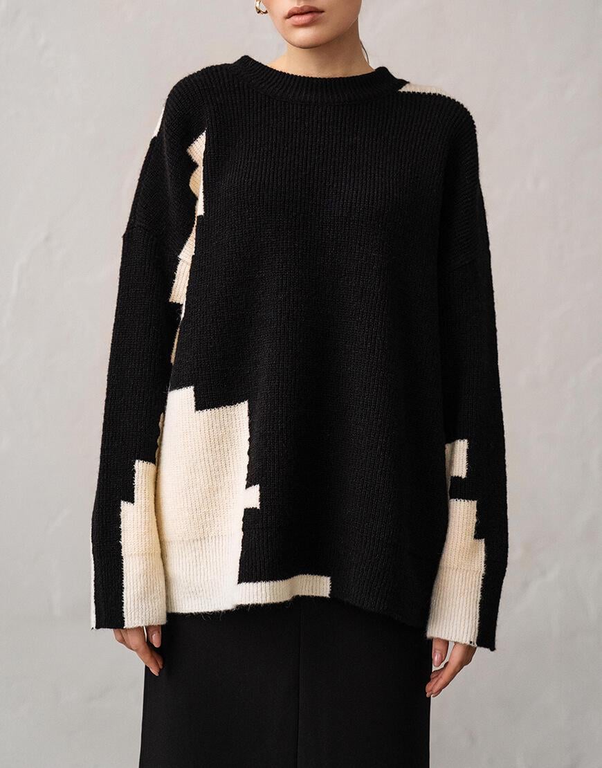 Светр Claire жіночий J.D.WOOL чорно-молочний XS-S Светр Claire жіночий J.D.WOOL чорно-молочний XS-S