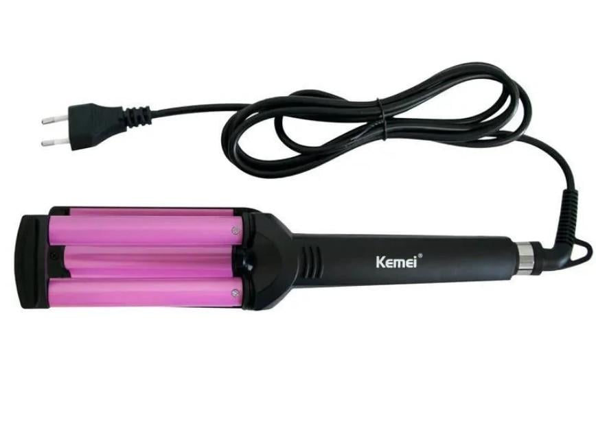 Плойка потрійна Kemei JFQ-KM-2022 керамічна 45 Вт Рожевий (2390000000) - фото 2 Плойка потрійна Kemei JFQ-KM-2022 керамічна 45 Вт Рожевий (2390000000) - фото 2