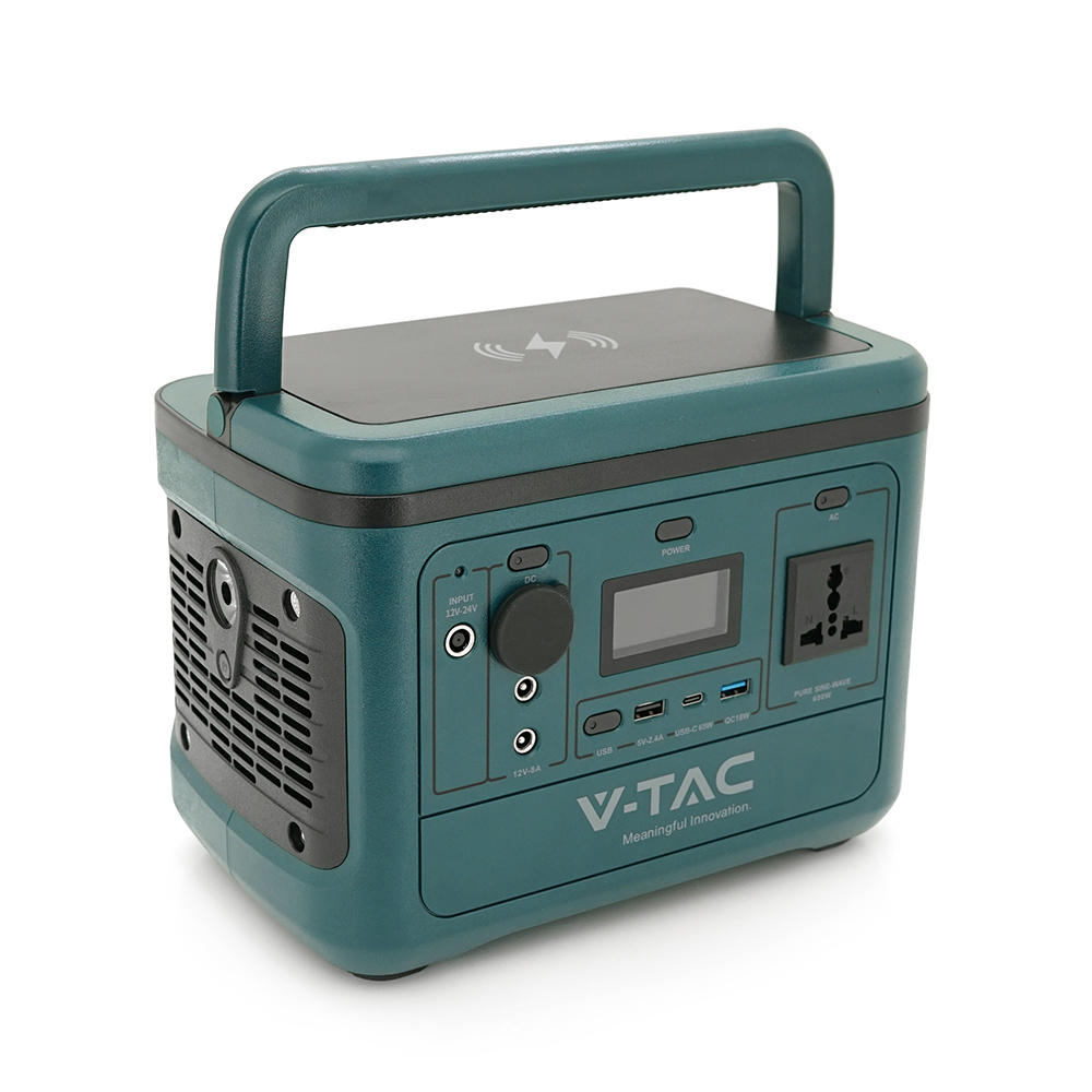 Зарядная станция портативная V-TAC VT-606 500W 26,2Ah/21,6V 568Wh 275x170x200 мм 5,4 кг (YUT_V9766)