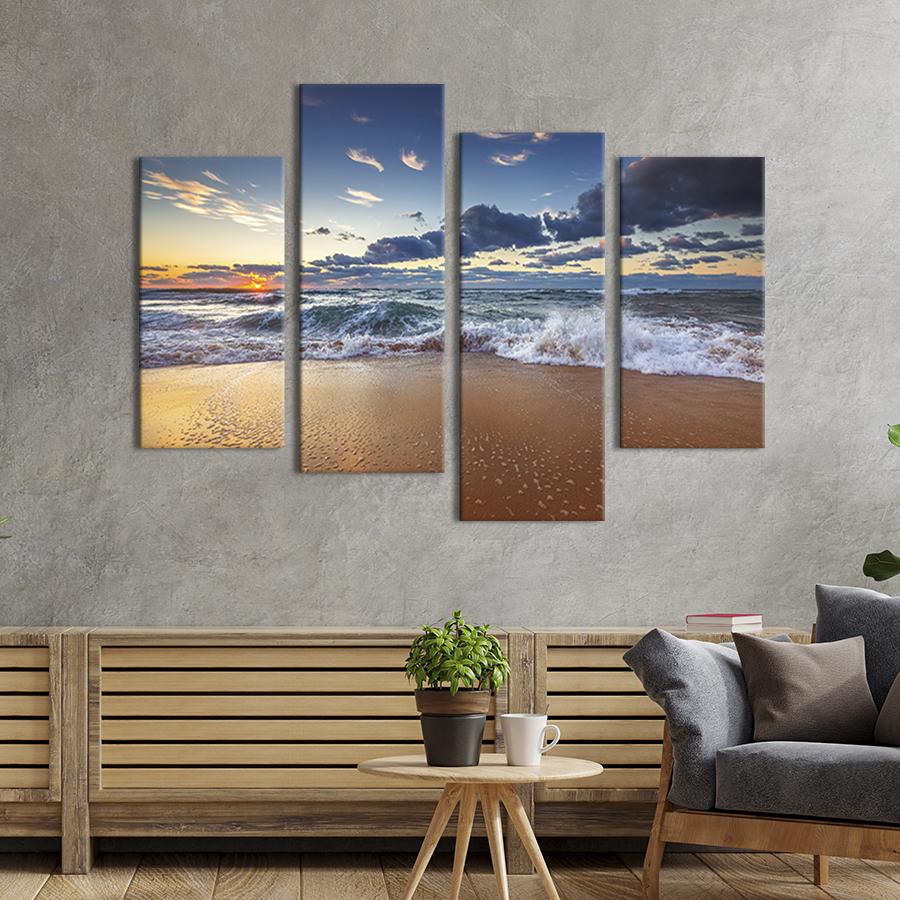 Картина модульная из 4 частей Красивые морские волны L 129x90 см (425-42)