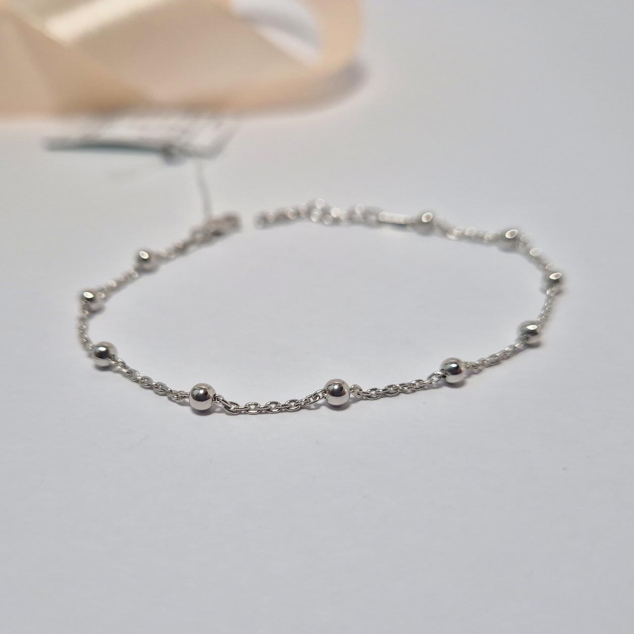 Браслет серебряный без камней с шариками серебро 925 пробы родованное 1,80 г 16,5-19 см (211140р)