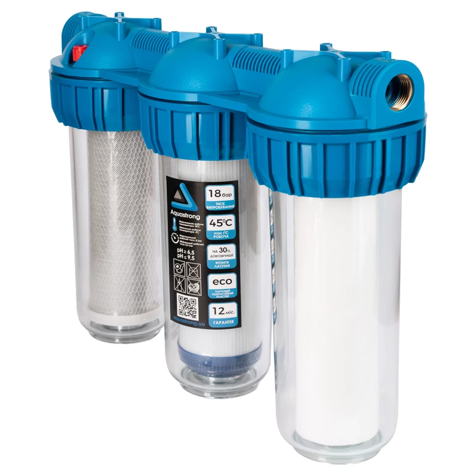 Фільтр магістральний для води Aquastrong МР3-10312 10-ЗР 1/2" 3 колби (AKD47094)
