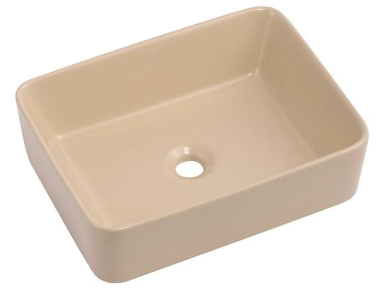 Раковина накладна прямокутна Qtap Tern з донним клапаном Beige (QT17116069SB)