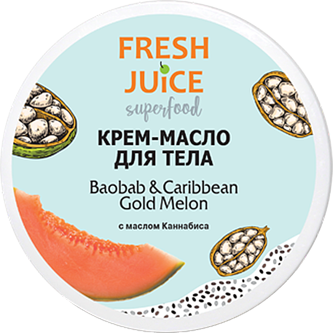 Крем-масло Fresh Juice для тіла superfood baobab & caribbean gold melon 225 мл (4823015942327)